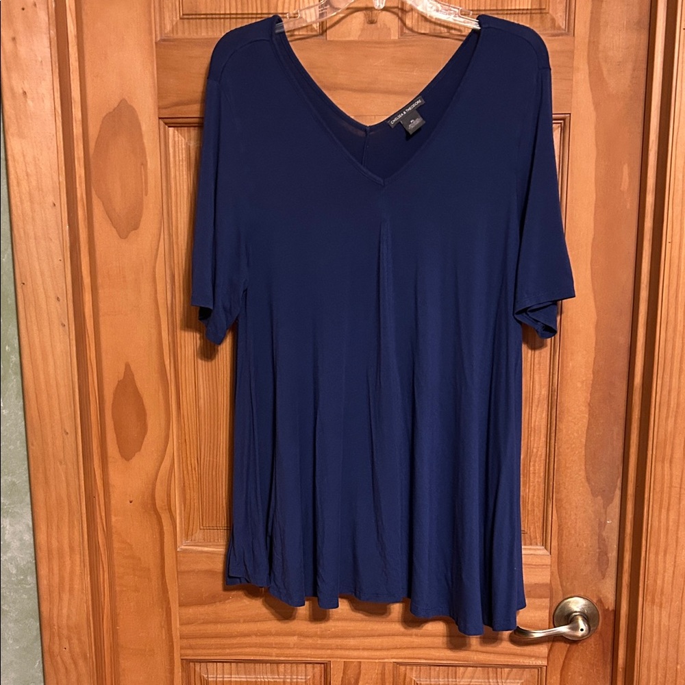Women’s V Neck 1/2 Sleeve Swing Top Chelsea&Theodore Royal Blue Size XL